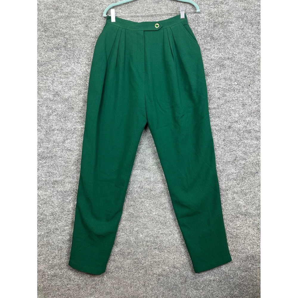 Ungaro TER Emerald Green Wool Blend Pleated High Waist Tapered Pants Size 12